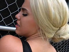 Gorgeous blonde fucked outdoor with fat cock